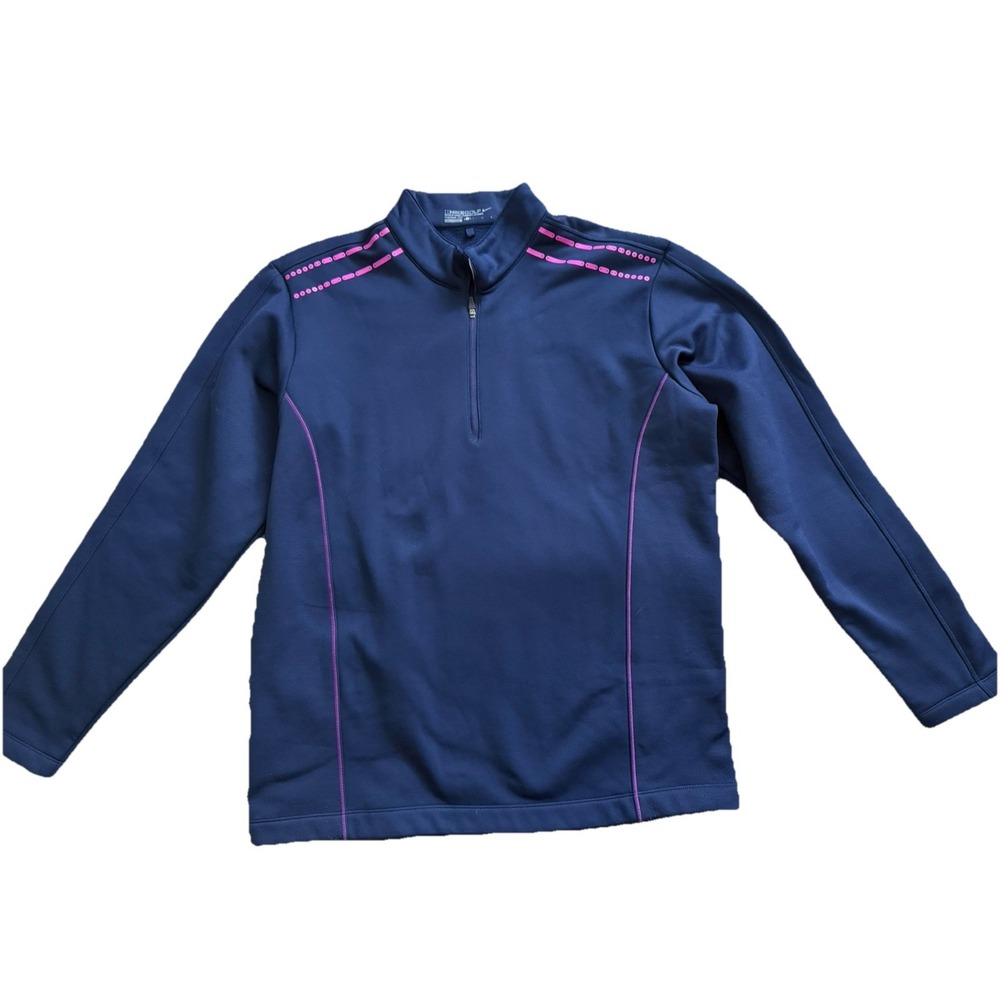 Nike‎ Therma-FIT Victory 1/2-Zip Golf Pullover Navy Blue Pink Stitching Size L